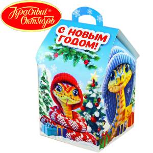 Сладкий подарок на Новый Год в картонной упаковке весом 600 грамм по цене 654 руб в Обояни